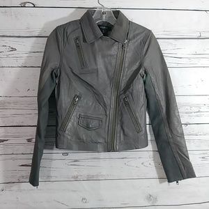 Muubaa London Gray Lamb Leather Moto Jacket